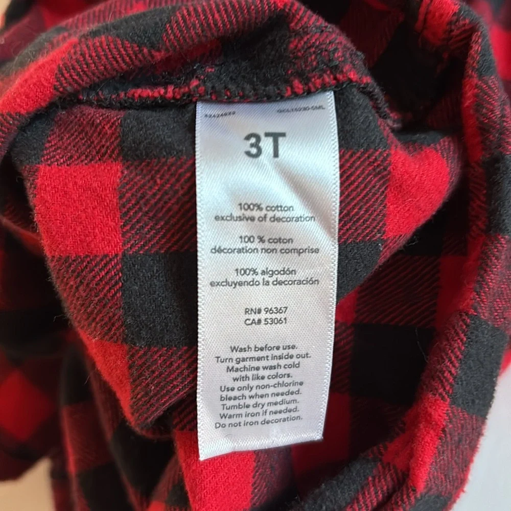 Oshkosh 3T Red Black Flannel Button Down Shirt Christmas Shirt 3T Buffalo